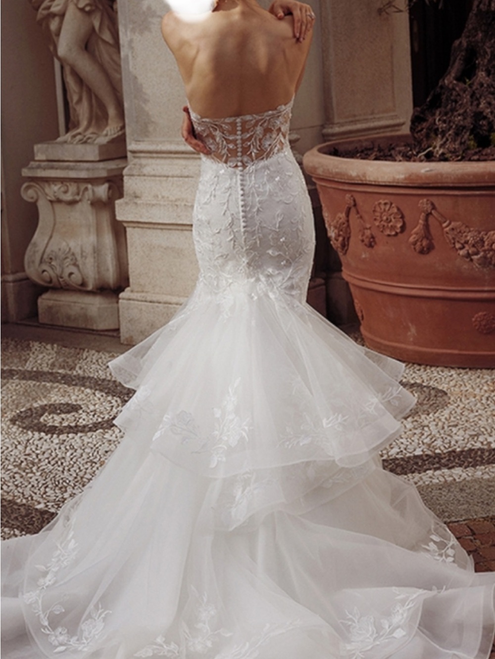 Elegant Justin Alexander White Mermaid Lace Wedding Dress NWT - Picture 8 of 15